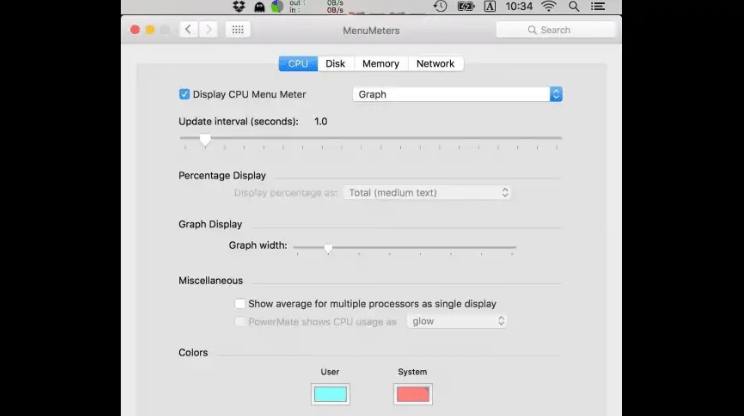 menumeters software for temperature Monitor