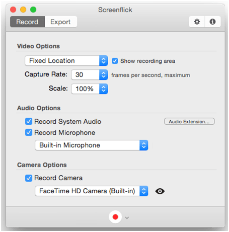 screenflick setting