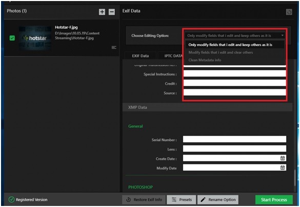 photos exif editor process