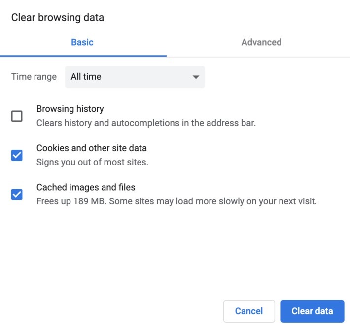 Clear Browsing Data