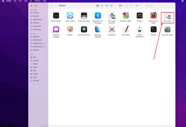 Disk Utility on mac
