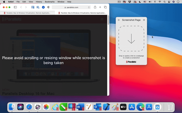 Parallels Toolbox - Take scrolling Screenshot on mac