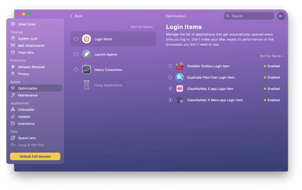 CleanMyMac - Optimization