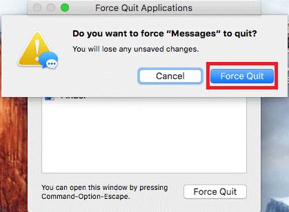 Force Quit Message