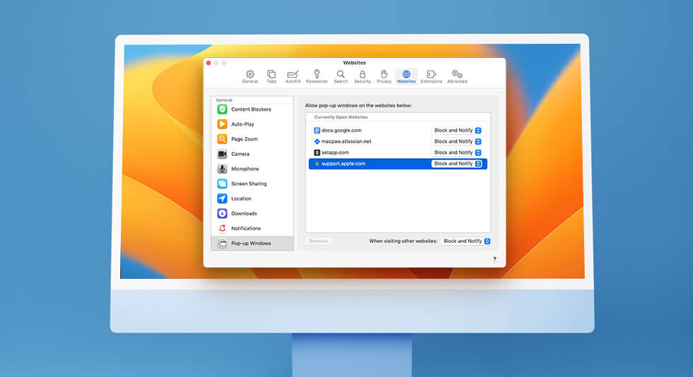 How to allow pop-ups on mac or unblock them