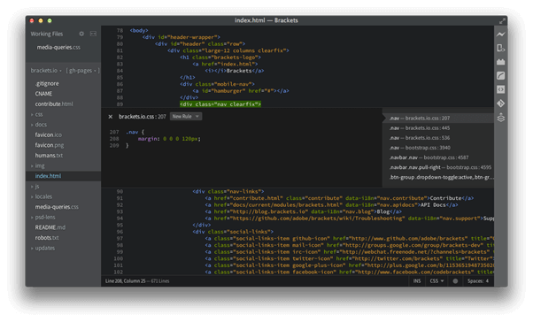 Brackets - Notepad ++ Alternatives for Mac