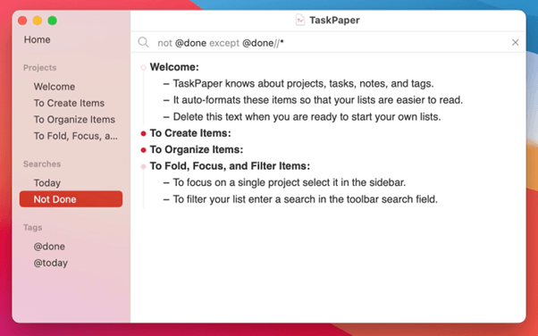 Task Paper - ToDO List app for mac
