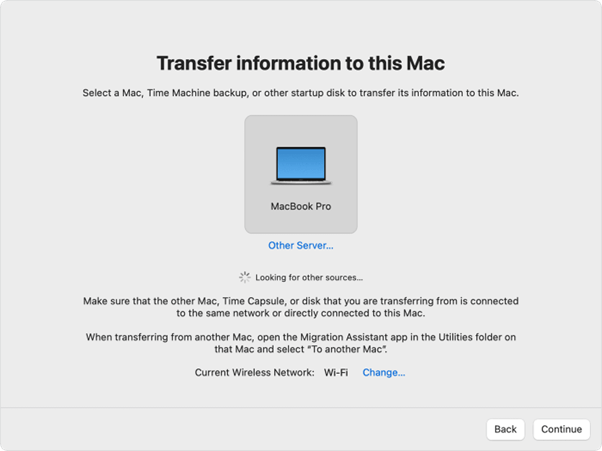 Transfer Information to this mac