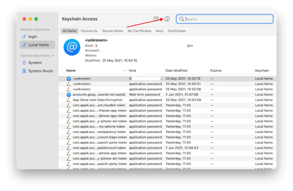 Keychain Access info