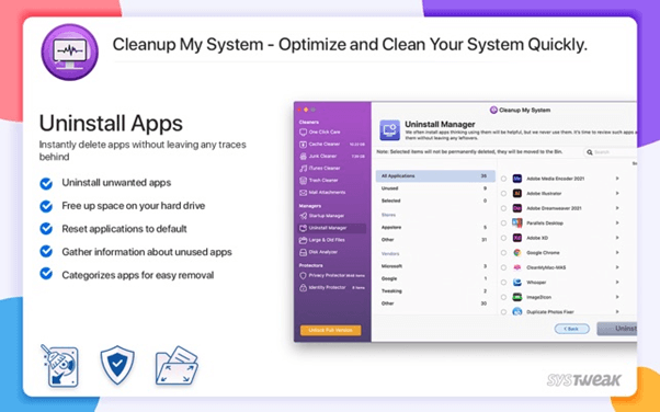 Clean up My System - Uninstall apps