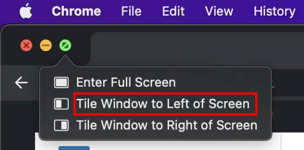 Tile Window to left of Screen