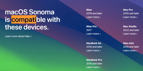 Compatibility - MacOS Sonoma