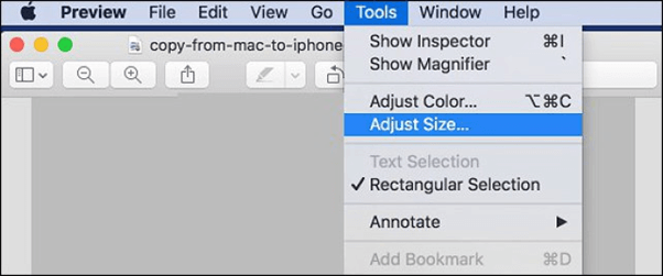 Preview app on mac - Adjust Size