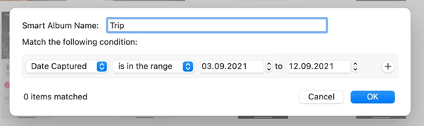 Smart Album Name - Organize Photos on mac
