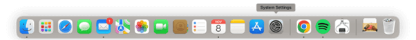 System Preferences on Dock