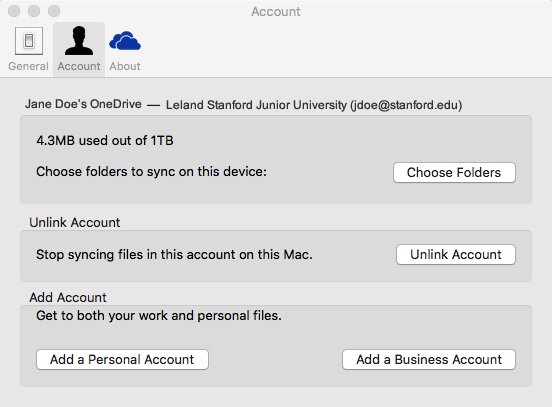 Account on onedrive