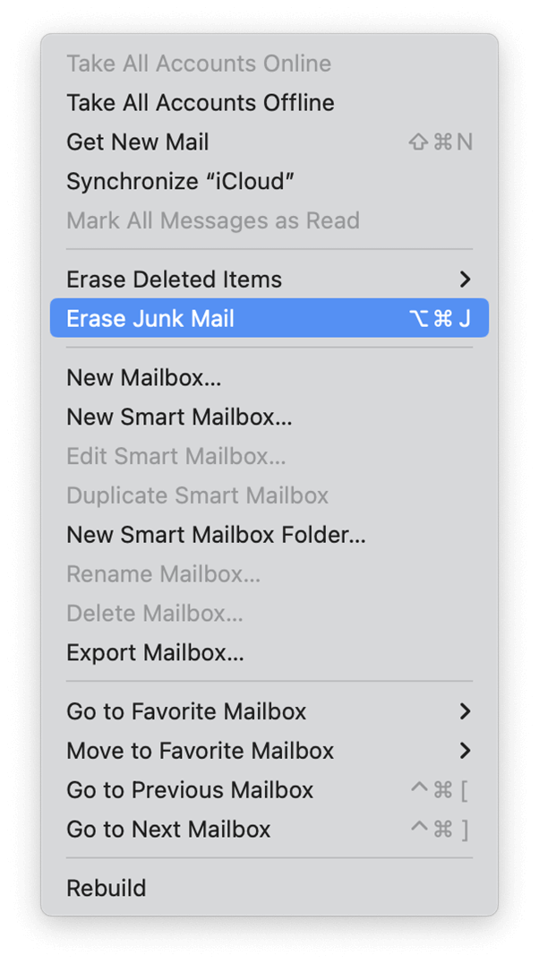 Erase Junk Mails