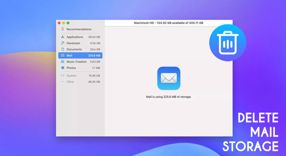 How to delete Mail storage on mac
