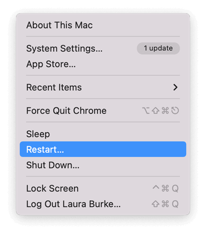 Restart On mac