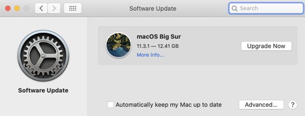 Software update on mac