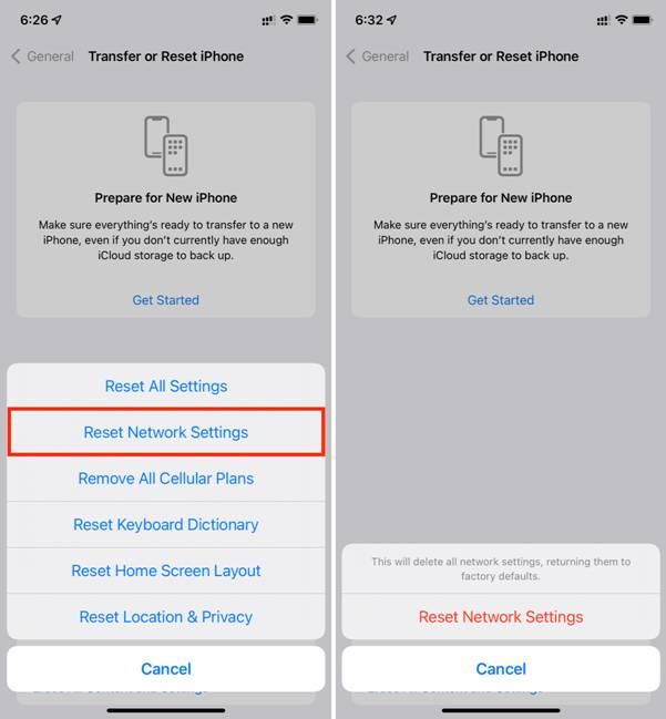 Reset iPhone Network Settings