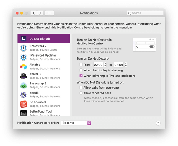 how to silence notifications on Mac