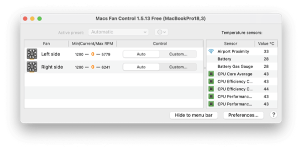 CPU temperature mac