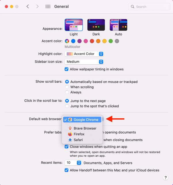 change Mac default browser